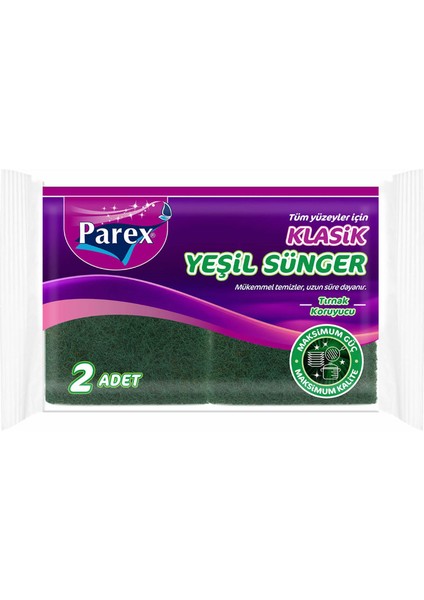 Parex Parex Klasik Yeşil Sünger Oluklu 2’li