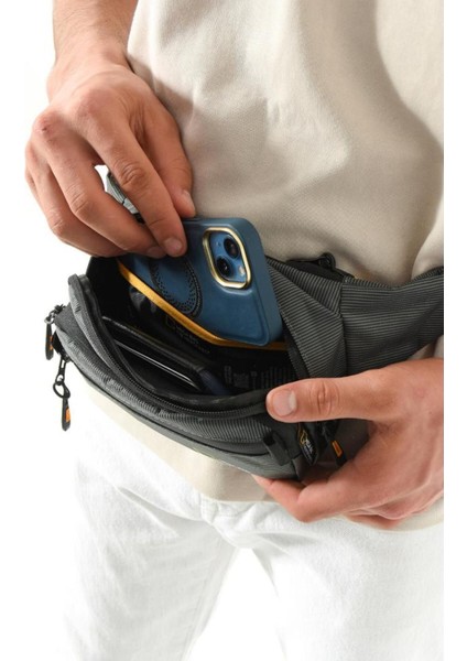 Gri Çok Cepli Erkek Bel Çantası, Fonksiyonel ve Şık Omuz Çantası fiyatları