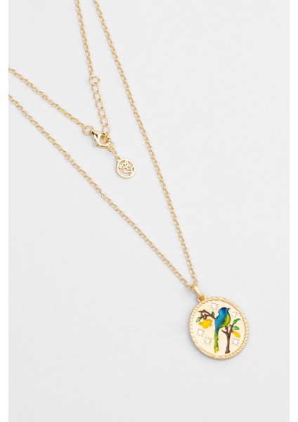 Serenat Kuşu 18 Ayar Sarı Altın Kaplama 44 cm Gümüş Kolye