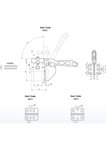 430-2 Yatay Pozisyon Yan Tabanlı Klamp fiyatları