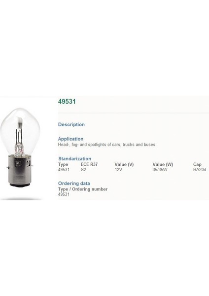 12V 35/35 Bosch Tıp Far Ampul (10 Adet Kutulu)