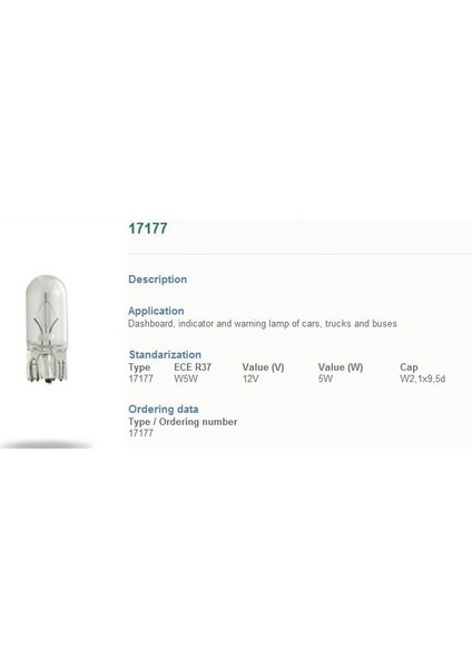 12V 5W T10 Dıpsız Ampul (10 Adet Kutulu)