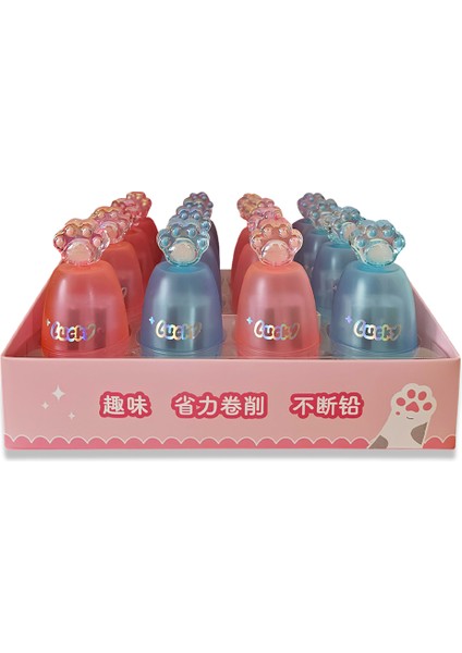 Kedi Pati Figürlü Çift Hazneli Kalemtıraş – Sevimli Tasarım, Renkli Kırtasiye Ürünü | Fancy Space fiyatları