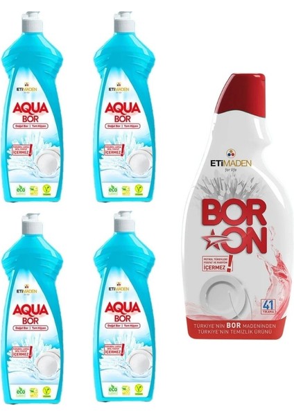 Elde Bulaşık 650 ml X4 + Boron Jel Bulaşık Makinesi 820 ml 110 ml Parlatıcı