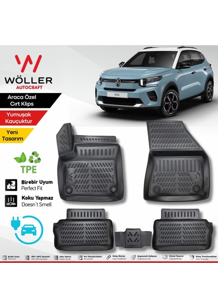 Citroen E C3 Paspas Elektrikli 2024 Sonrası Uyumlu 3D Havuzlu Wöller Paspas
