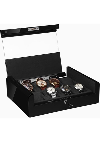 Imperıa Uhrenbox, 8 Saat Için Lüks Ahşap Kutusu, Cam Kapaklı, Schwarzes Makassar modelleri