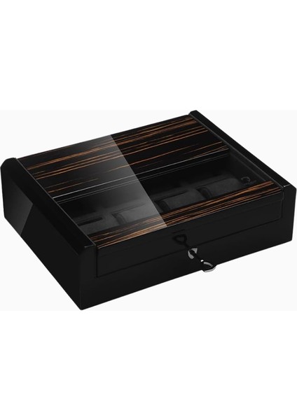 Imperıa Uhrenbox, 8 Saat Için Lüks Ahşap Kutusu, Cam Kapaklı, Schwarzes Makassar fırsatları