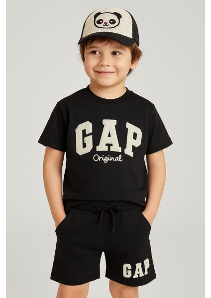 Erkek T-Shirt Şort 2li Pamuklu Siyah Takım