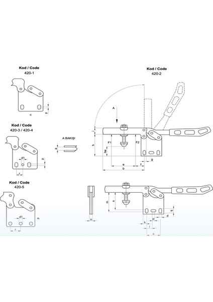 420-2 Yatay Pozisyon Dik Tabanlı Klamp fiyatları