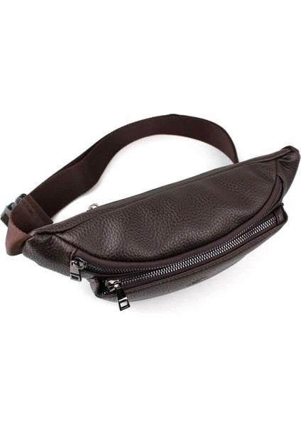 Kahverengi Erkek Çok Cepli Omuz ve Bel Çantası, Şık ve Kullanışlı Tasarım