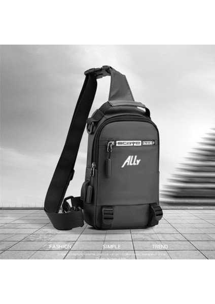 Gri Çok Fonksiyonlu Su Geçirmez USB Girişli Erkek Bel ve Sırt Çantası