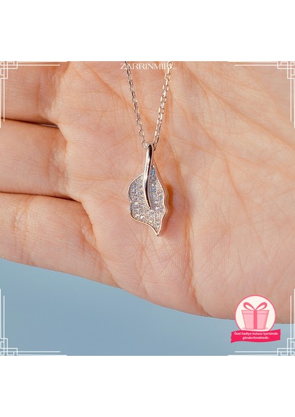 925 Ayar Gümüş Sonbahar Taşlı Yaprak Model Kolye Zirkon Taşlı Su Yolu Rodyum Kaplama modelleri