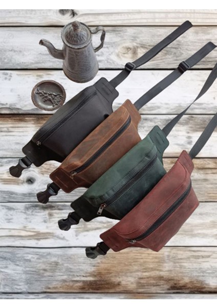 Hakiki Deri Vintage Unisex Bel Çantası, Şık ve Dayanıklı Tasarım, Kullanışlı ve Rahat.