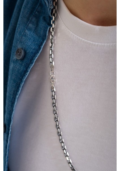 925 Ayar Gümüş Unisex Oksitli Forse Zincir- Forse Kolye Zincir indirimleri