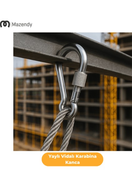 Vidalı Yaylı Karabina Kanca - 8X80 mm (10 Adet) - Kamp, Güvenlik, Emniyet, Anahtarlık fiyatları