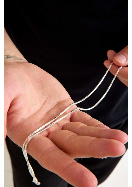 925 Ayar Gümüş Unisex Küp Zincir Kolye 1.5 mm Genişlik modelleri