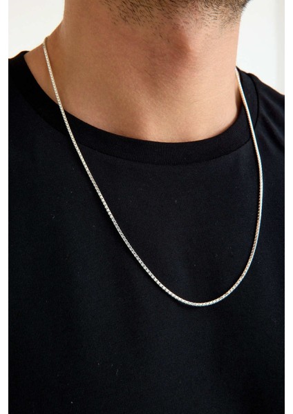 925 Ayar Gümüş Unisex Küp Zincir Kolye 1.5 mm Genişlik fırsatları