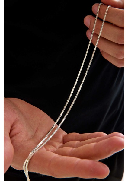 925 Ayar Gümüş Unisex Küp Zincir Kolye 1.5 mm Genişlik indirimleri