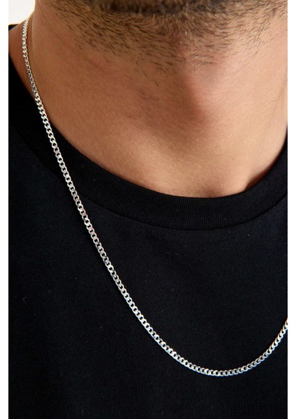 925 Ayar Gümüş Unisex Gurmet Zincir Kolye 3 mm 60 cm fırsatları