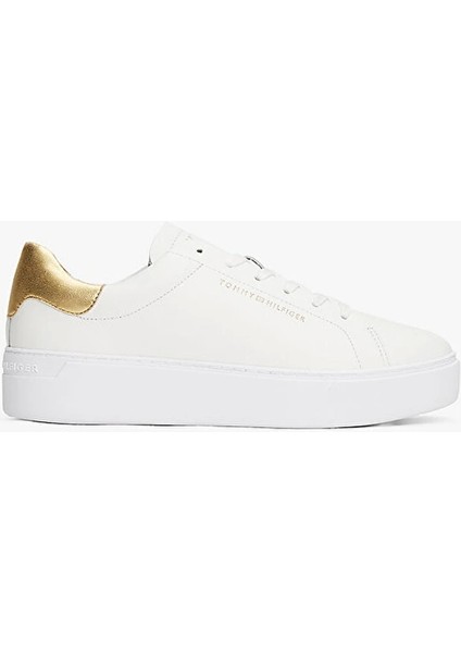 Kadın Klasik Platformlu Kort Tarzı Gold Sneaker FW0FW087560HT