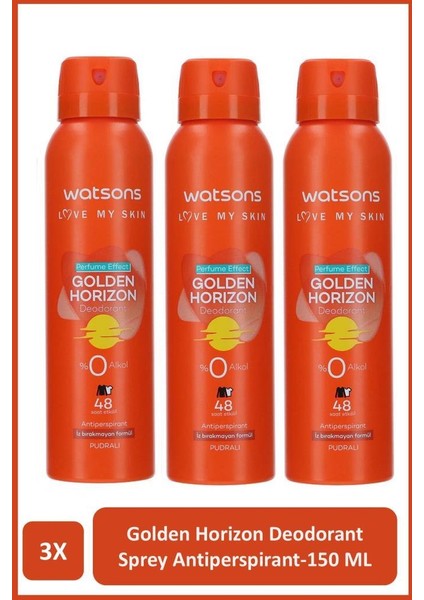 Golden Horizon Deodorant Sprey Pudralı 3x150ml