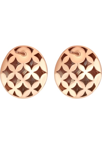 Gümüş Yin Yang Küpe, Pembe Altın Kaplama