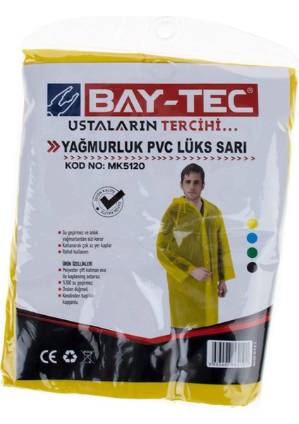 MK5120 Pvc Lüks Yağmurluk Sarı Cepli Sırttan Havalandırmalı 260GR