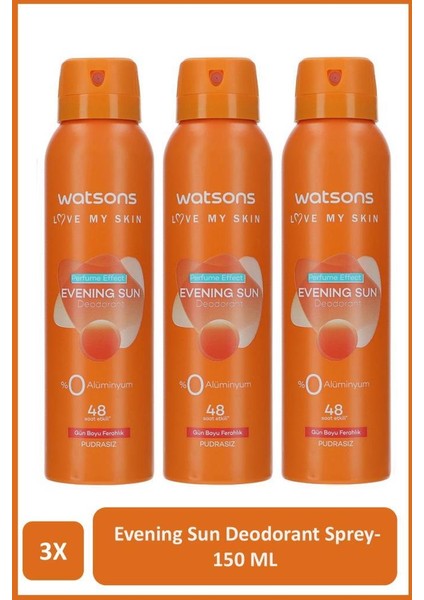 Evening Sun Deodorant Sprey Pudrasız 3x150ml