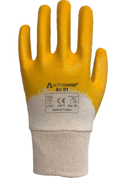 Ac 01 Sarı No:9 Nitril Kaplı Pamuk Eldiven