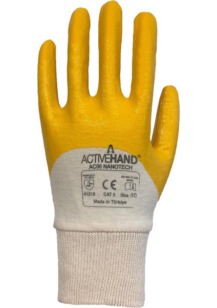 Ac 06 Sarı No:9 Nitril Kaplı Pamuk Eldiven