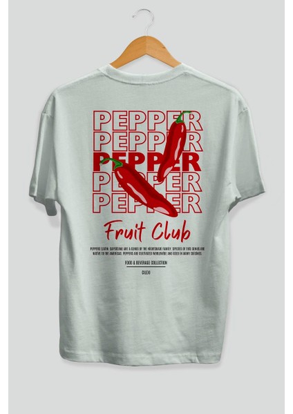 Pepper Arka Baskılı Beyaz Oversize T-Shirt Erkek Kadın Pamuk Bisiklet Yaka Tişort