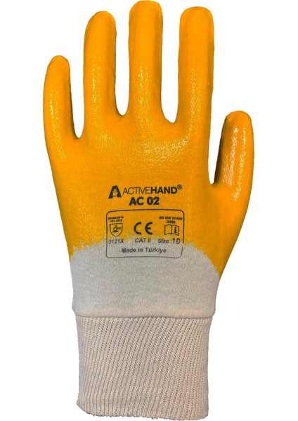 Ac 02 Sarı No:10 Nitril Kaplı Pamuk Eldiven