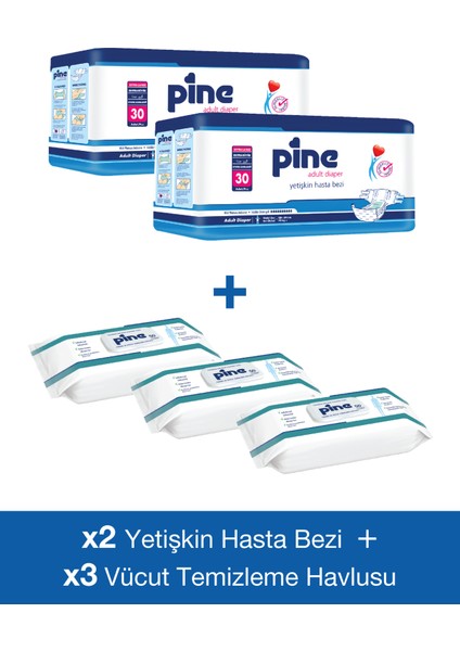 Belbantlı Ön Bariyerli Hasta Bezi Xlarge 30X2 + Temizleme Havlusu 50X3 Set fiyatları