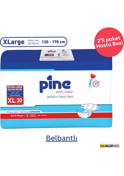 Belbantlı Ön Bariyerli Hasta Bezi Xlarge 30X2 + Temizleme Havlusu 50X3 Set modelleri