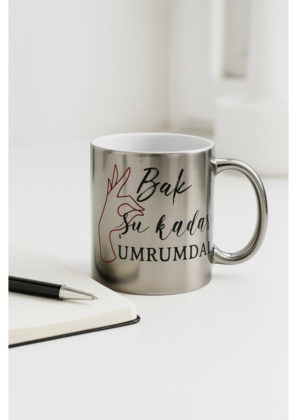 Yazı Baskılı Büyük Boy Gümüş Kahve & Çay Kupa Bardak fiyatları