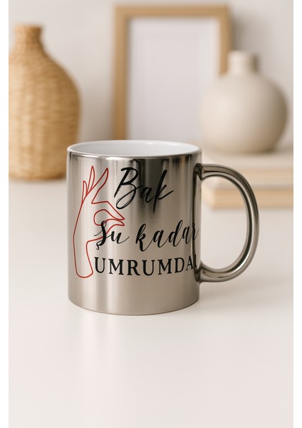Yazı Baskılı Büyük Boy Gümüş Kahve & Çay Kupa Bardak indirimleri