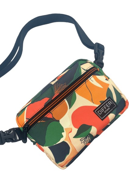 Turuncu Soyut Yaprak Desenli Su Geçirmez Unisex Bel ve Omuz Çantası fiyatları
