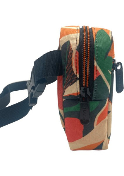 Turuncu Soyut Yaprak Desenli Su Geçirmez Unisex Bel ve Omuz Çantası modelleri