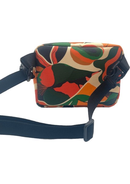 Turuncu Soyut Yaprak Desenli Su Geçirmez Unisex Bel ve Omuz Çantası fırsatları