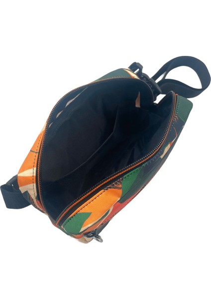 Turuncu Soyut Yaprak Desenli Su Geçirmez Unisex Bel ve Omuz Çantası indirimleri