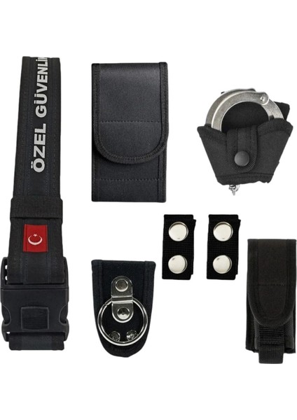 Siyah Güvenlik Yazılı Palaska Seti, Dayanıklı ve Kullanışlı Güvenlik Ekipmanı