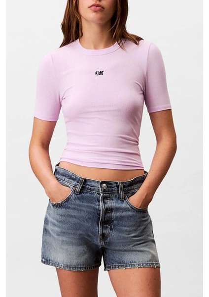 Kadın Modal Fitilli Mor T-Shirt LV044C901G-XEF modelleri