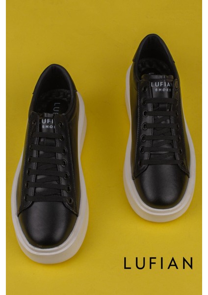Siyah Gage Erkek Deri Sneaker Ayakkabı fırsatları