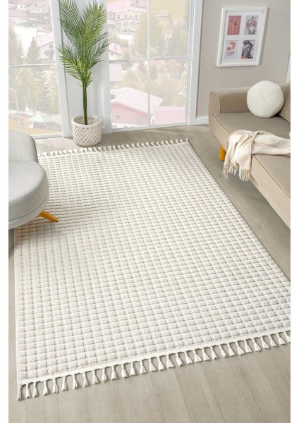 Krem Yumuşak Dokulu Halı Salon Oturma Odası Mutfak Yatak Çocuk Odası Yolluk Dokuma Makine Halısı