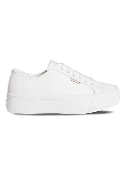 Kadın Deri Düz Platform Beyaz Sneaker YW0YW01886-YAF
