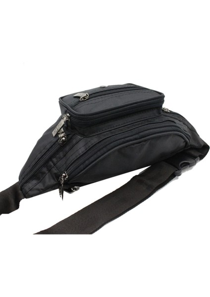 Şık Çok Gözlü Kumaş Bel Çantası, Siyah, Dayanıklı ve Kullanışlı Tasarım modelleri