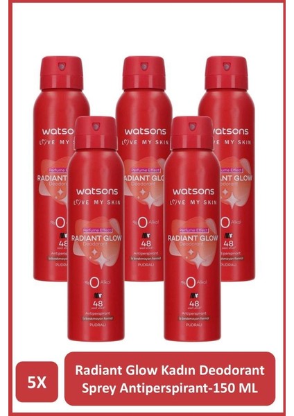 Radiant Glow Deodorant Sprey Kadın Pudralı 5x150ml