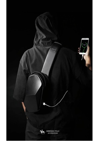 Şık Erkek Siyah Vegan Deri Çapraz Askılı Omuz ve Bel Çantası fiyatları