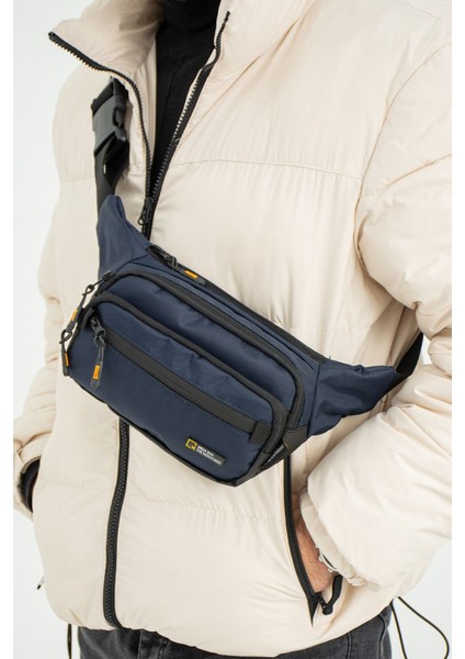 Şık ve Kullanışlı Çapraz Omuz, Göğüs ve Bel Çantası, Fermuarlı, Kaliteli Mavi Renk