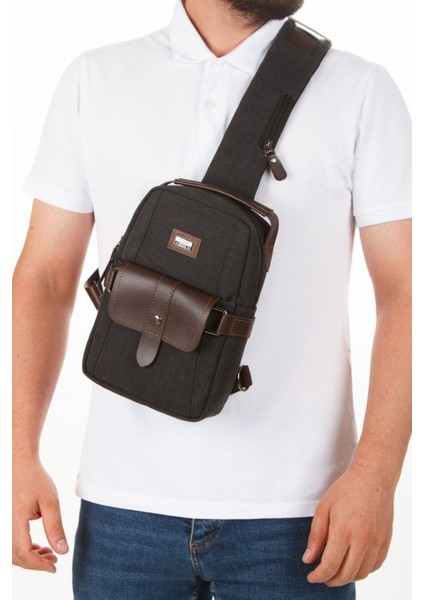 Gri Kanvas Erkek Çapraz Çanta, Göğüs ve Bel Çantası, Suya Dayanıklı, Çok Amaçlı indirimleri